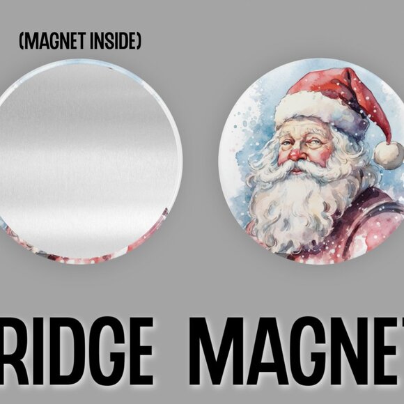 Christmas Santa Fridge Magnets Set Of 6 Metal Magnets For Home Office Kitchen - Picture 3 of 6